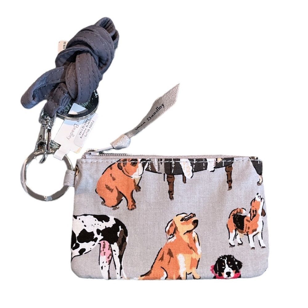 Vera Bradley Dog Show Zip ID and Lanyard Gray